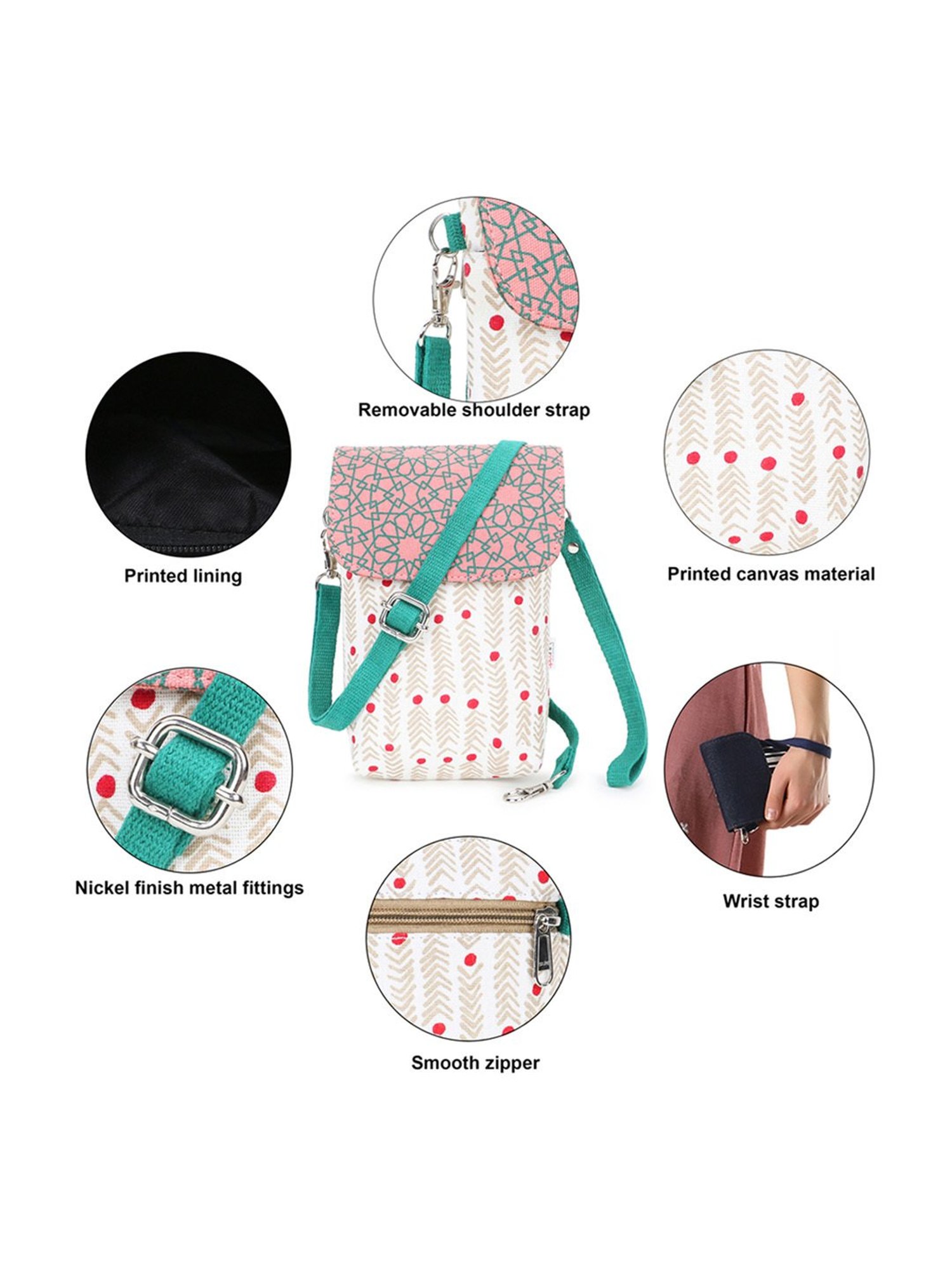 Spice Art Beige Printed Mini Cross Body Bag