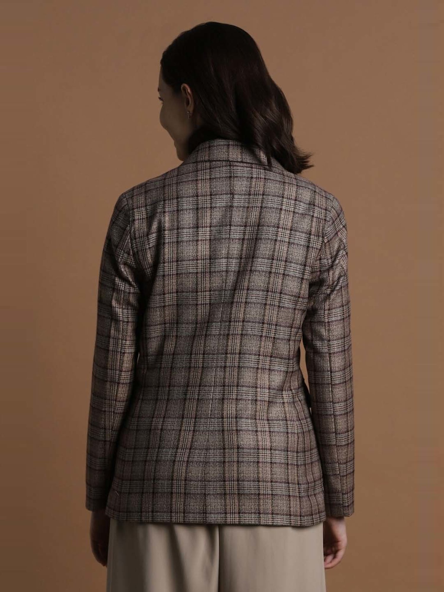 Allen Solly Grey Chequered Blazer