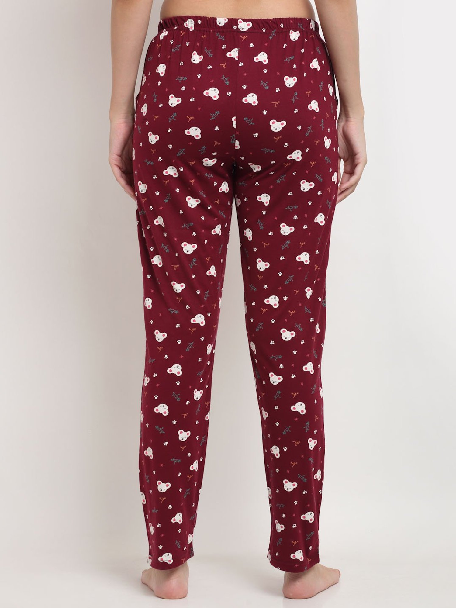 Kanvin Maroon Printed Pyjamas