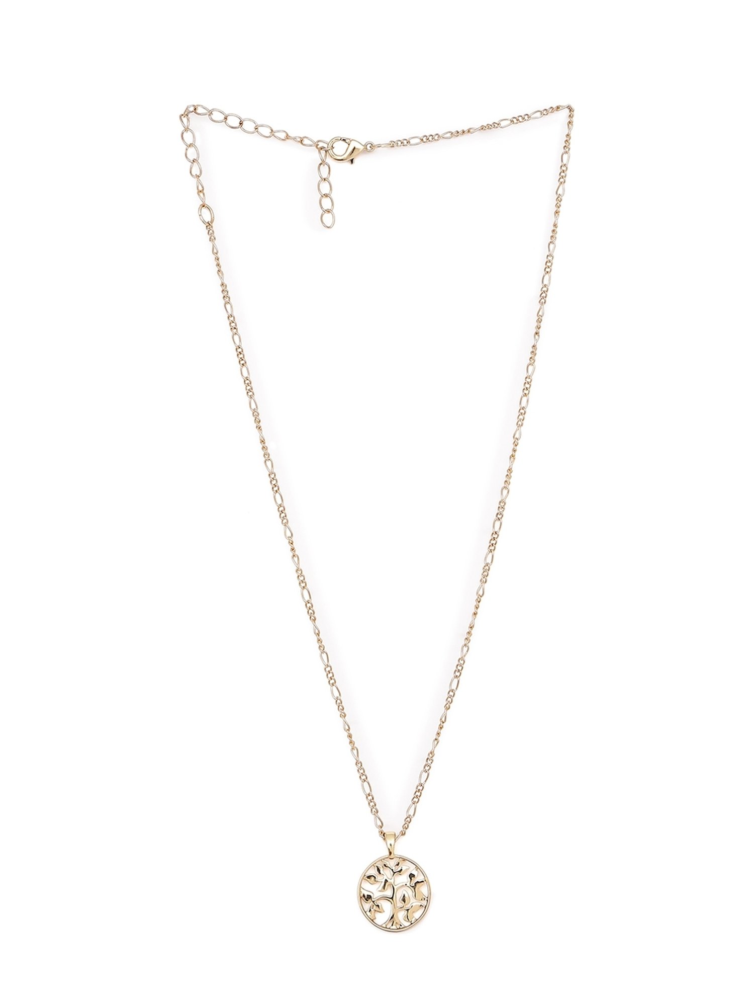 Lilly & Sparkle Gold Toned Brass Chain with Circular Tree Pendant