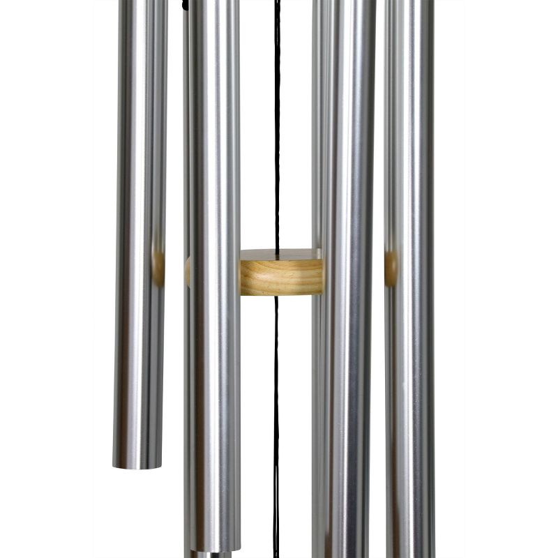 Large Metal and Wood Wind Chime Silver - Exhart