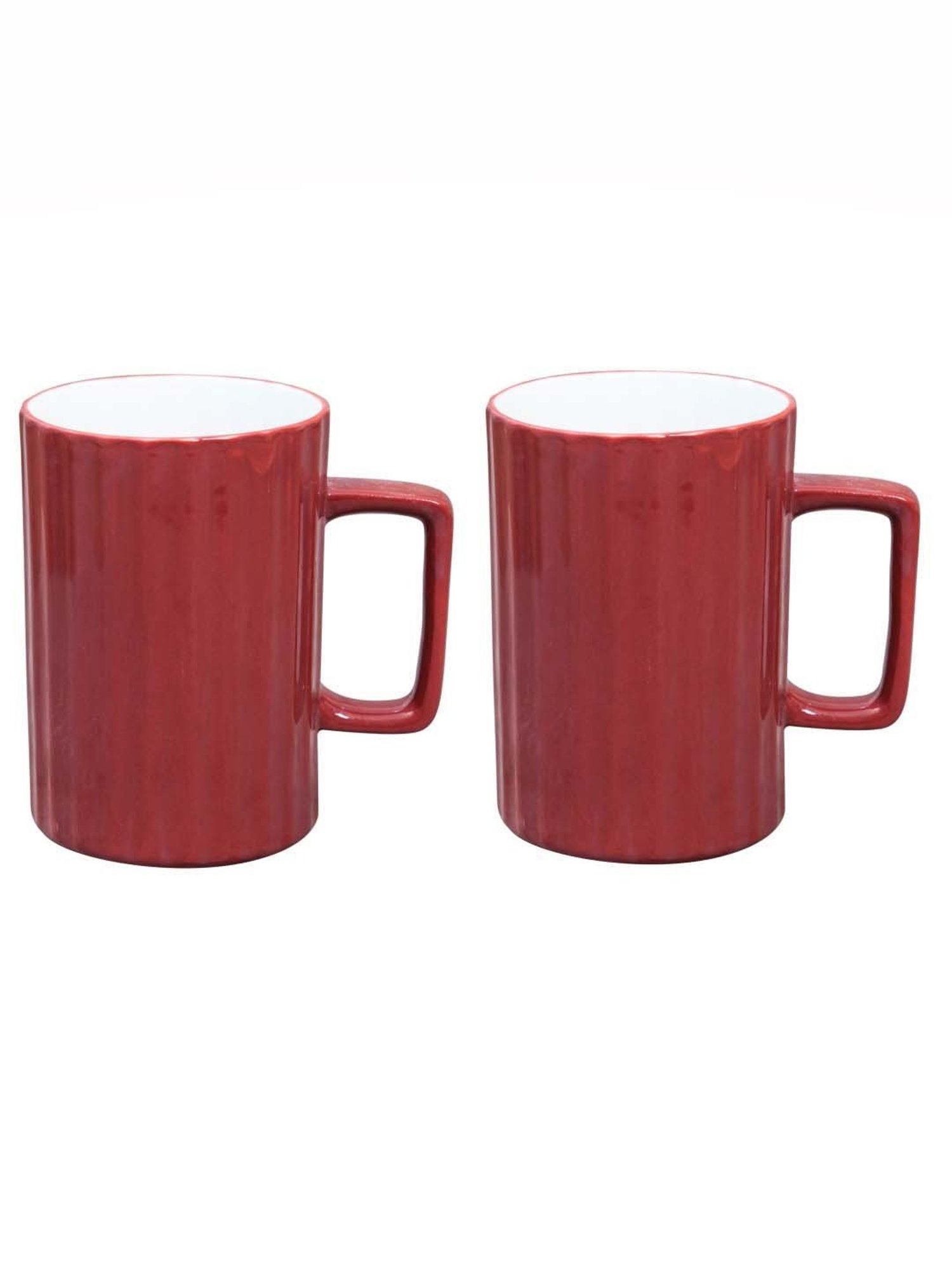 Clay Craft Red Ceramic 8 cm Milk Mug (0.35 L) - Set of 2