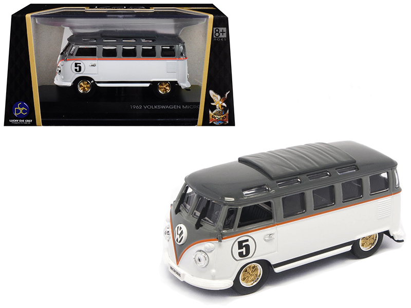 Volkswagen Type 2 (T3) High Roof Ambulance Cream with Orange Stripes 1/24 Diecast Model Car by Motormax