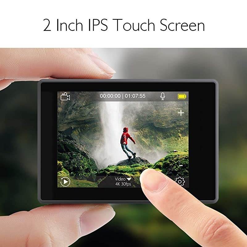 V50 Elite 4K60fps Touch Screen WiFi Action Camera Voice Control EIS Web Camera 131 feet Waterproof Camera Adjustable View Angle 8X Zoom Remote Control Sports Camera with Helmet Accessories Kit