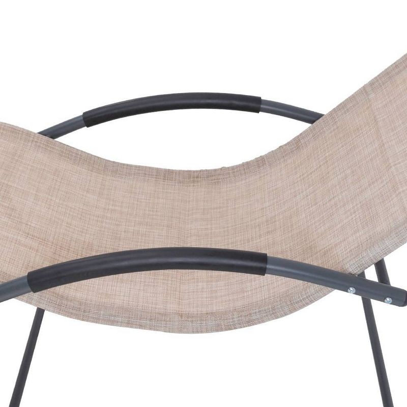 Outdoor Curved Rocker Chaise Lounge Chair with Pillow - Beige - Crestlive Products