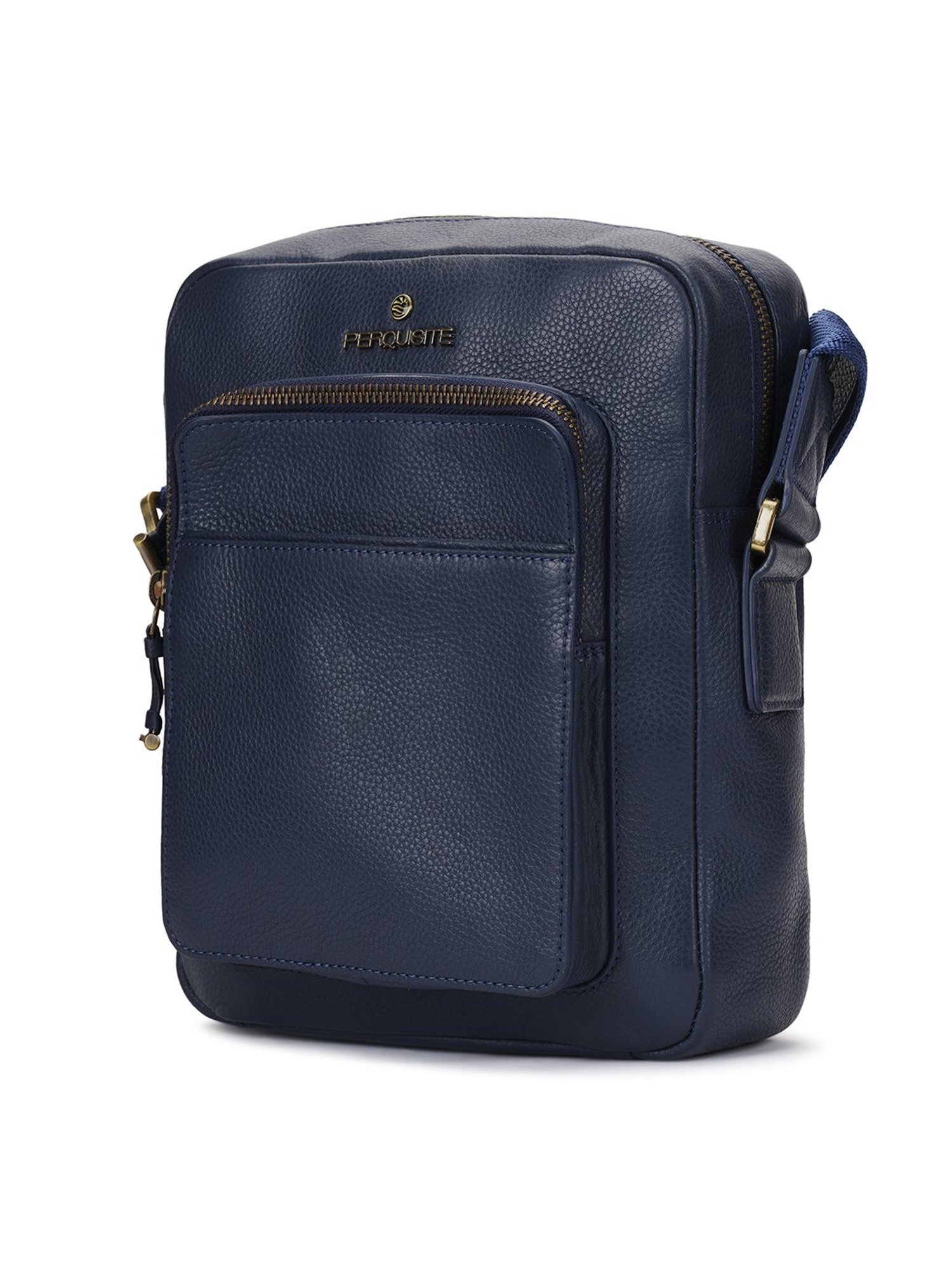 PERQUISITE MARK Navy Solid Medium Cross Body Bag