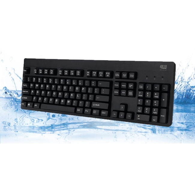 Adesso Ip67 Rated Waterproof, Antimicrobial  Multimedia Usb Keyboard With 2X Pri