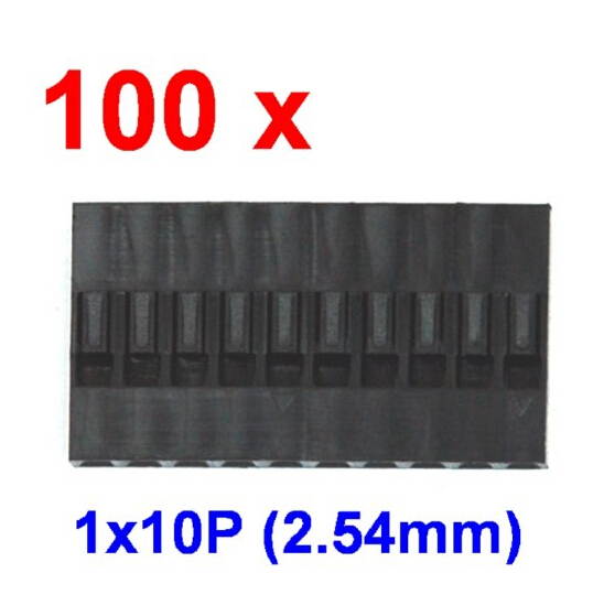 WWH-100pcs Dupont Connector Housing Female 2.54mm 1x10P