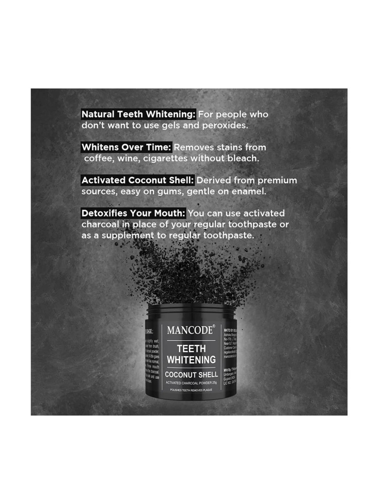 UrbanMooch Activated Charcoal Teeth Whitening Powder - 20 gm