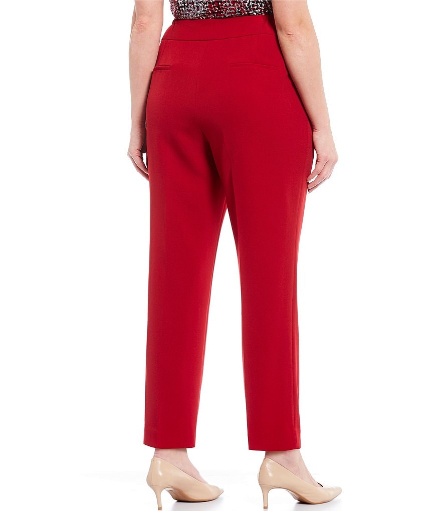 Kasper Plus Size Solid Crepe Slim Pant