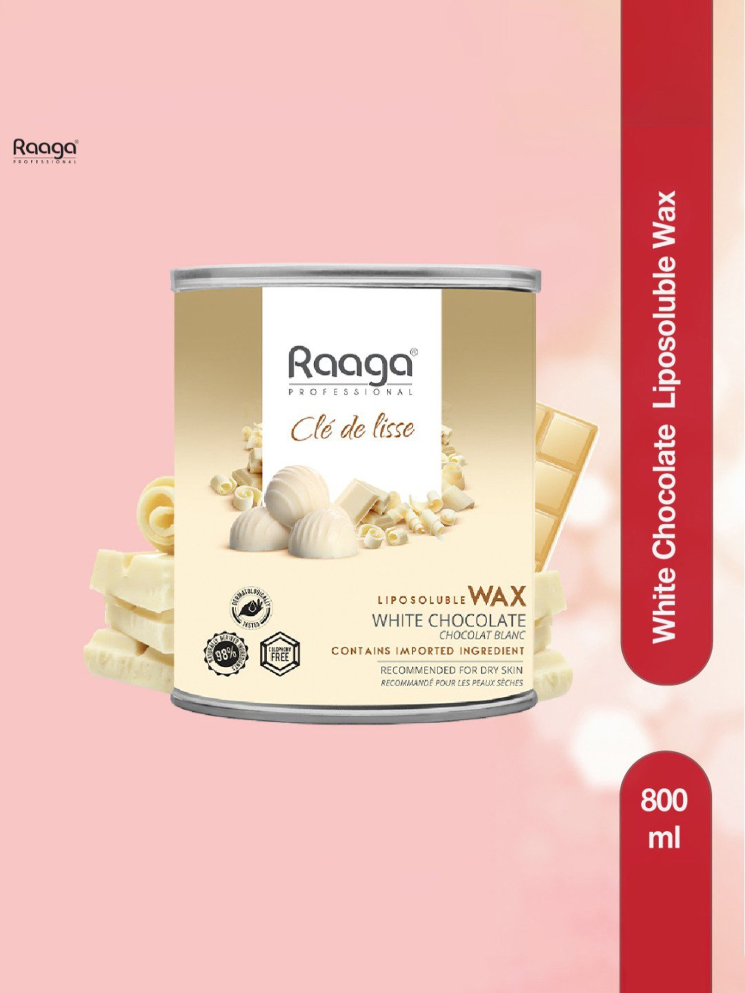 Raaga Professional Cle de Lisse White Chocolate Liposoluble Wax - 800 ml