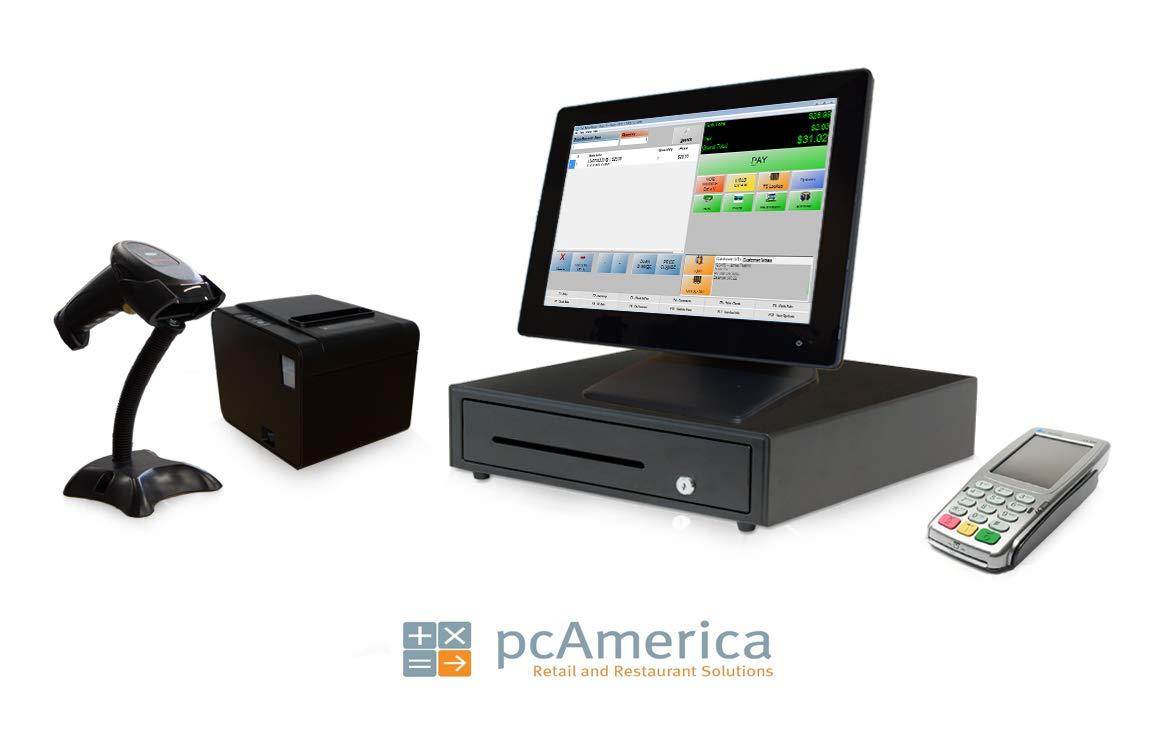 Retail Point of Sale System - Includes Touchscreen PC, POS Software (CRE Monthly), Receipt Printer, Scanner, Cash Drawer, and Credit Card Swipe Reader