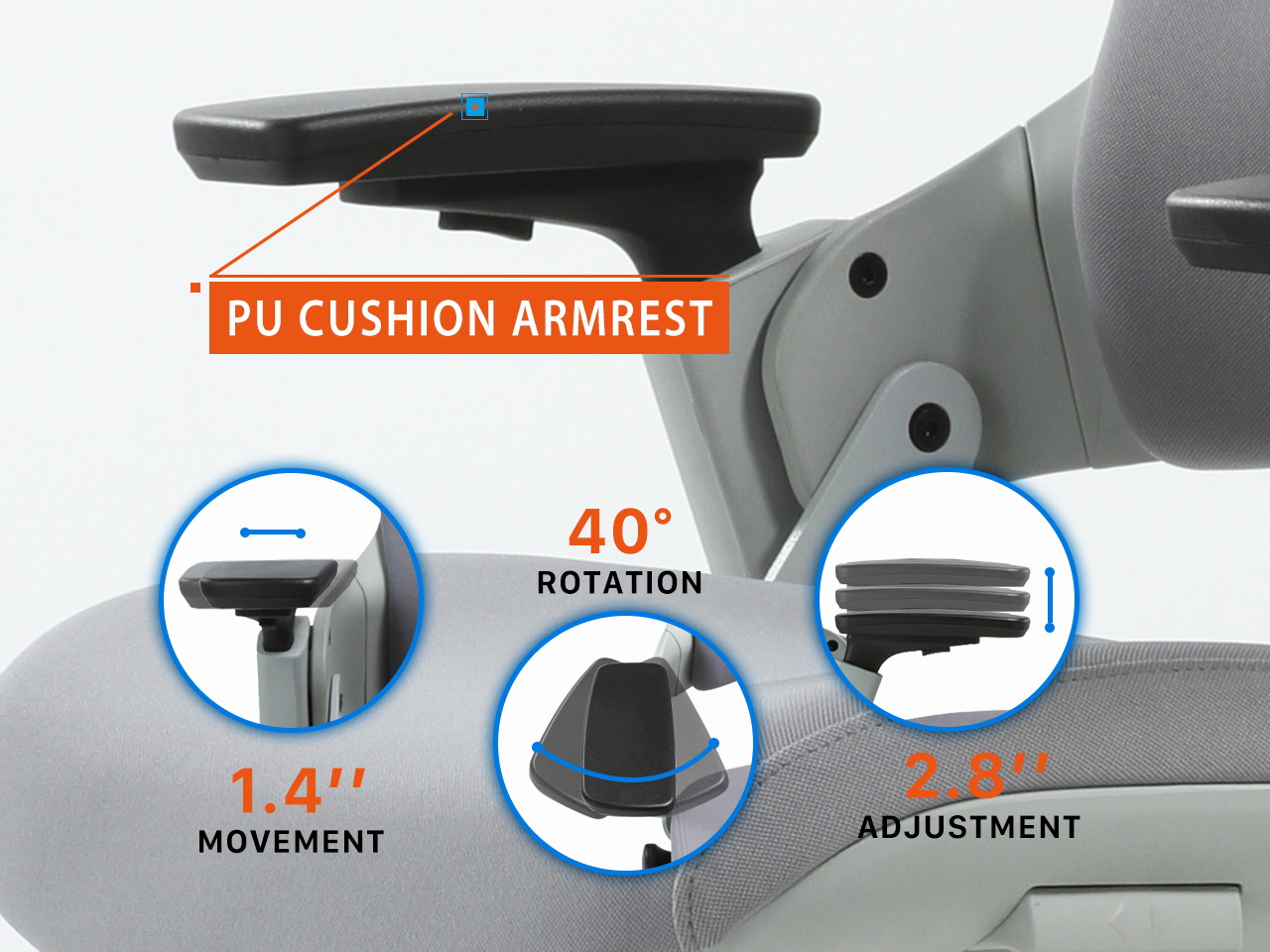 CLATINA 247 Series High Back Ergonomic Office Desk Chairs and Mesh Executive Chairs with Back Support, Grey