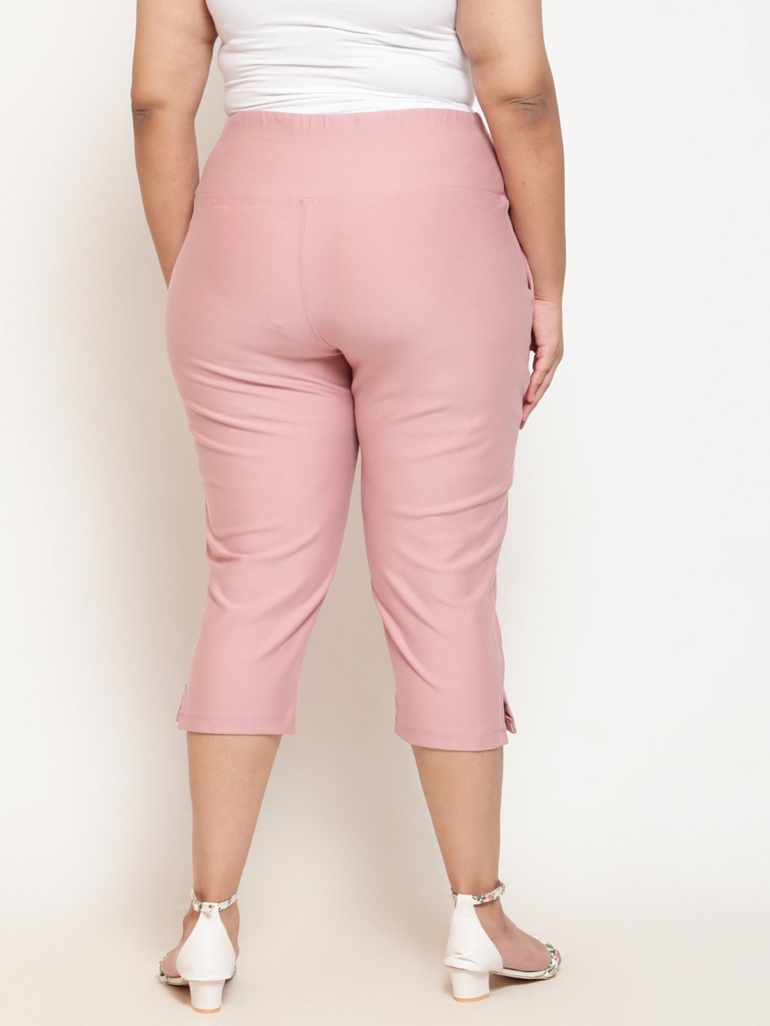 Amydus Rose Pink Regular Fit Crop Pants