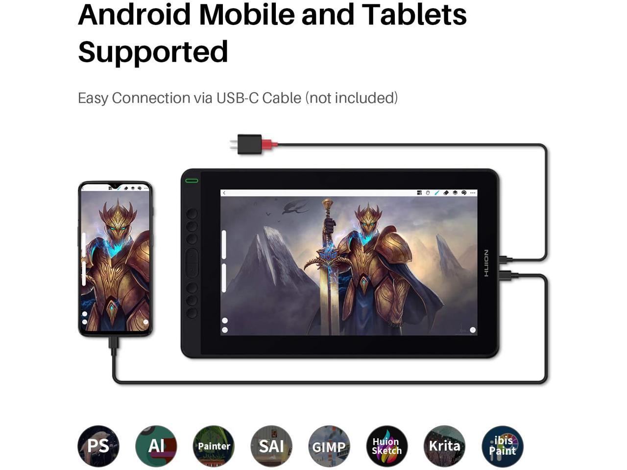 2020 HUION KAMVAS 13 Graphics Drawing Tablet with Full-Laminated Screen Android Support Battery-Free Sylus Tilt 8 Press Keys,13.3inch Pen Display,Black