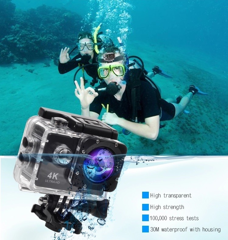 4K WiFi Action Camera 1080P HD 30m Underwater Waterproof Camera 170 Degree Wide Angle Lens Outdoor Sports Camera