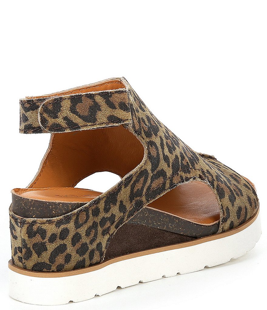 Diba True Get Along Leopard Print Suede Cut Out Wedge Sandals