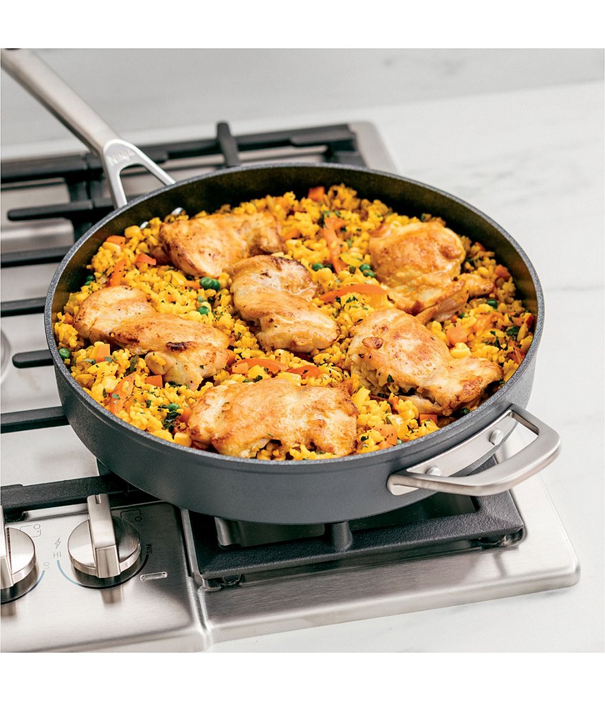 Ninja Neverstick Premium Hard-Anodized 4-Quart Saute Pan with Handle Helper and Lid