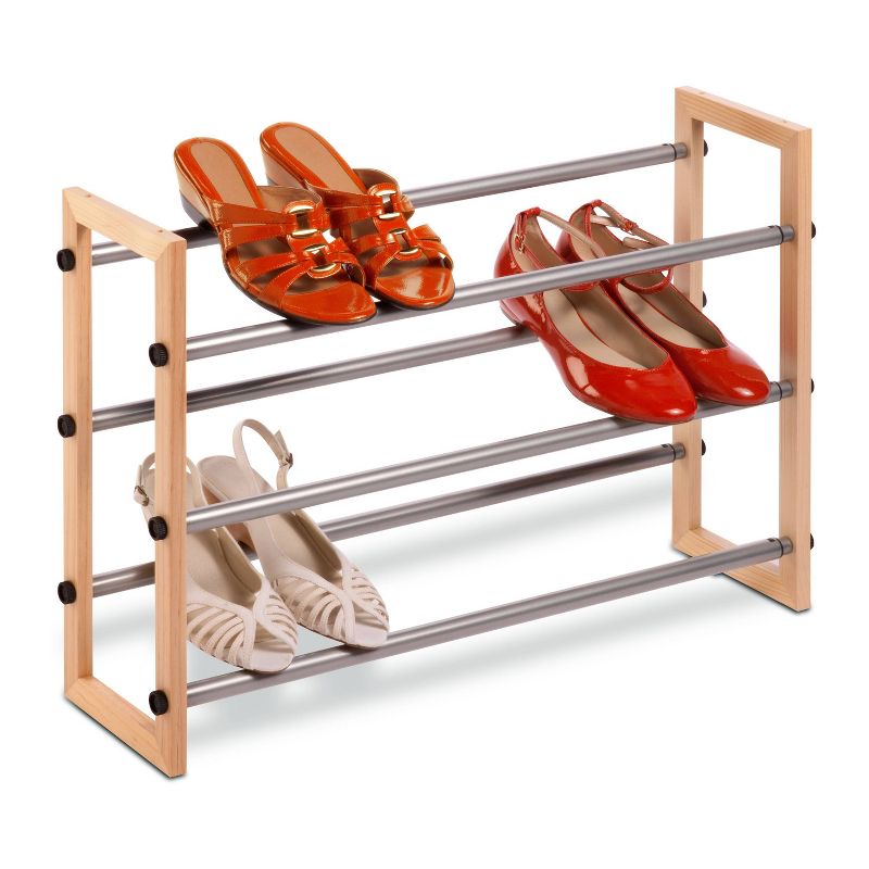 IRIS 2 Tier Slim Stackable Metal Shoe Rack Black