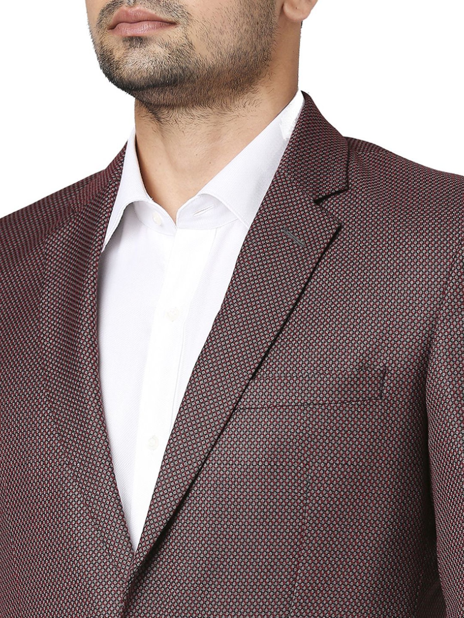 Raymond Maroon  Regular Fit Printed Blazer