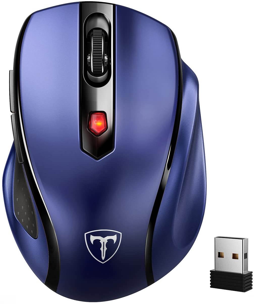 Computer Mouse Wireless, Ergonomic Laptop Mouse 2.4G and 5 Adjustable Levels, 6 Button Cordless Mouse Wireless Mice for Windows Mac PC Notebook