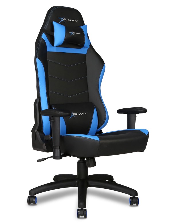 EWin Gaming and Office Chair KTC Knight Series Ergonomic With Head and Back Pillows (Black and Blue)