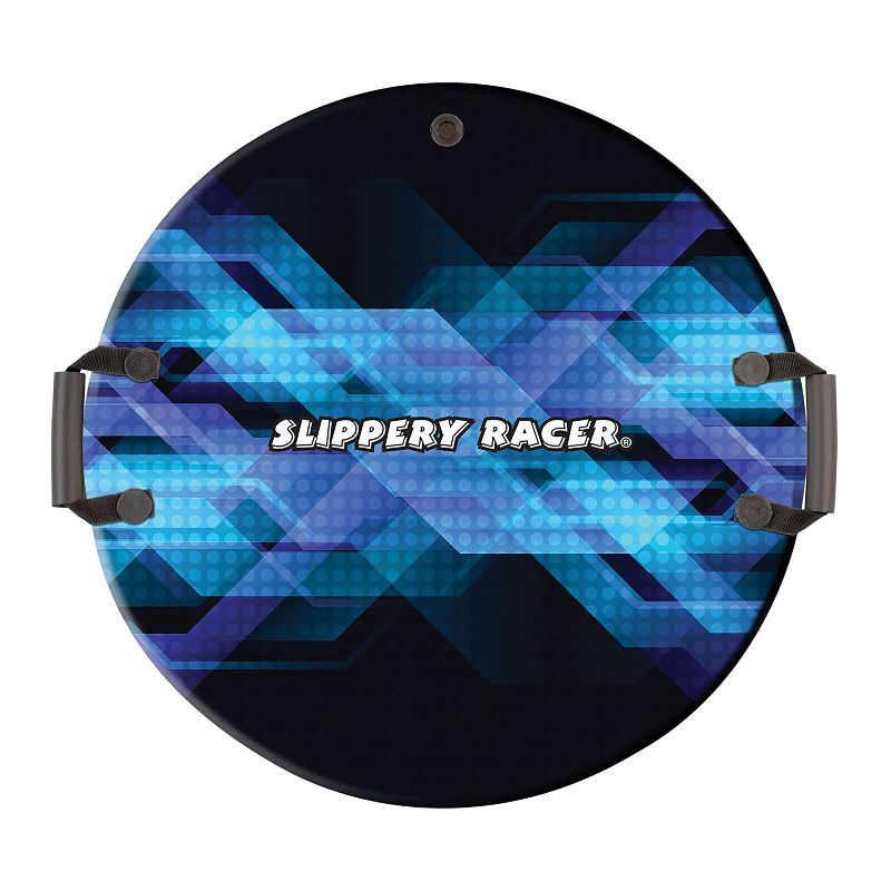 Slippery Racer Downhill Zeus Adults and Kids Foam Saucer Disc 1 Rider Snow Sled with Handles, Midnight Hologram