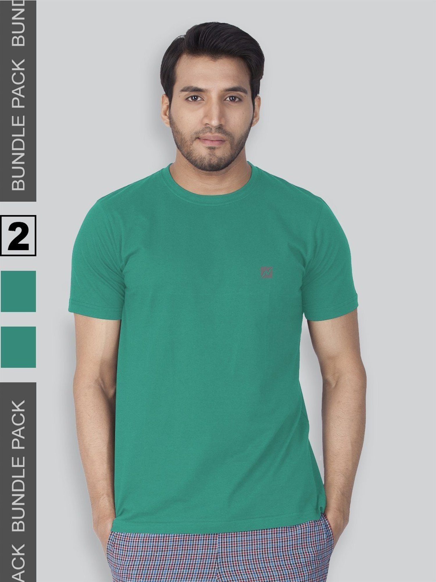 Lux Nitro Sea Green Regular Fit T-Shirt Pack of - 2
