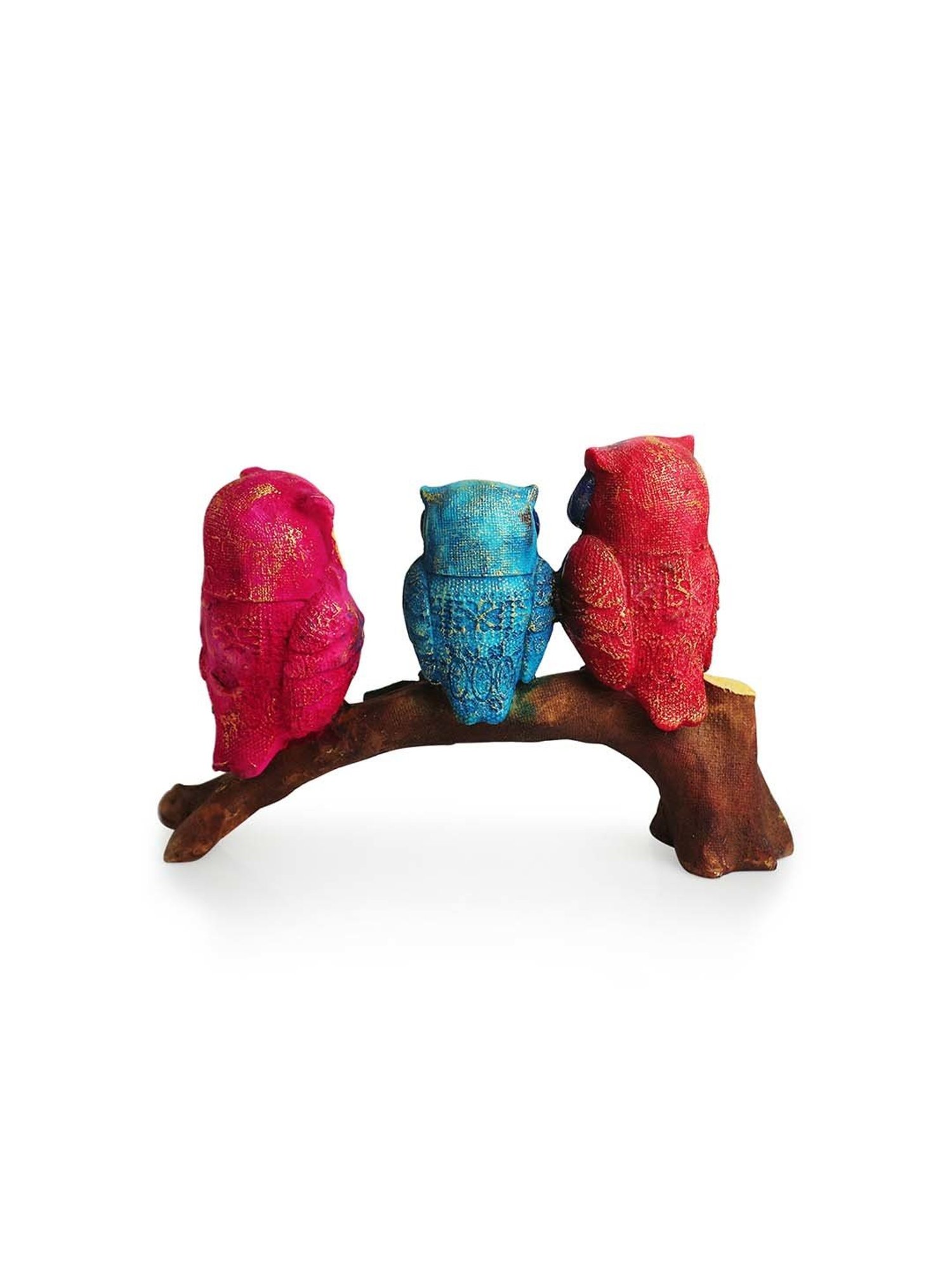 ExclusiveLane Multicolor Resin Owl Buddies Showpiece