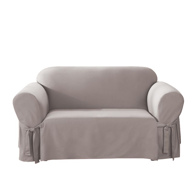 Cotton Duck Loveseat Slipcover Light Gray - Sure Fit