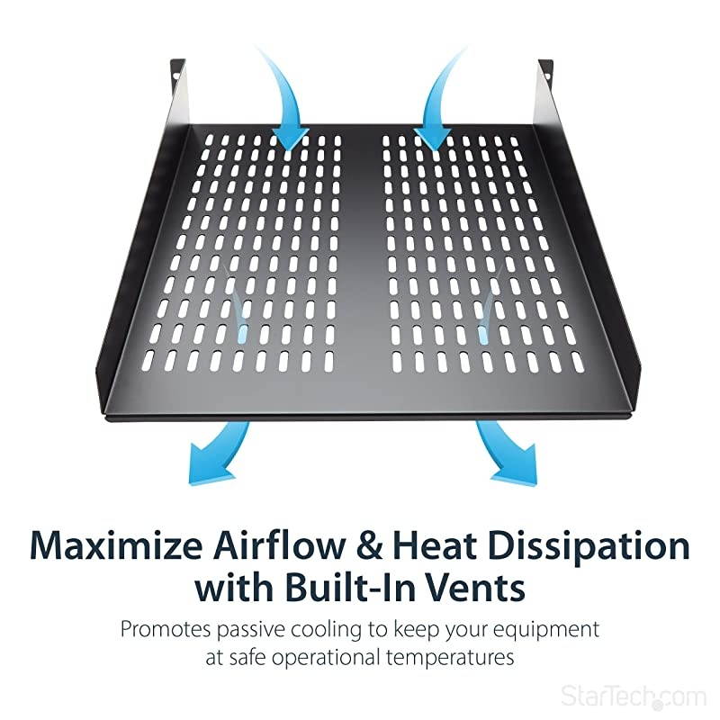 com 2U Vented Server Rack Mount Shelf 22in Deep Cantilever Universal Tray for 19quot AV Data amp Network Equipment Rack 50lbs CABSHELF22V