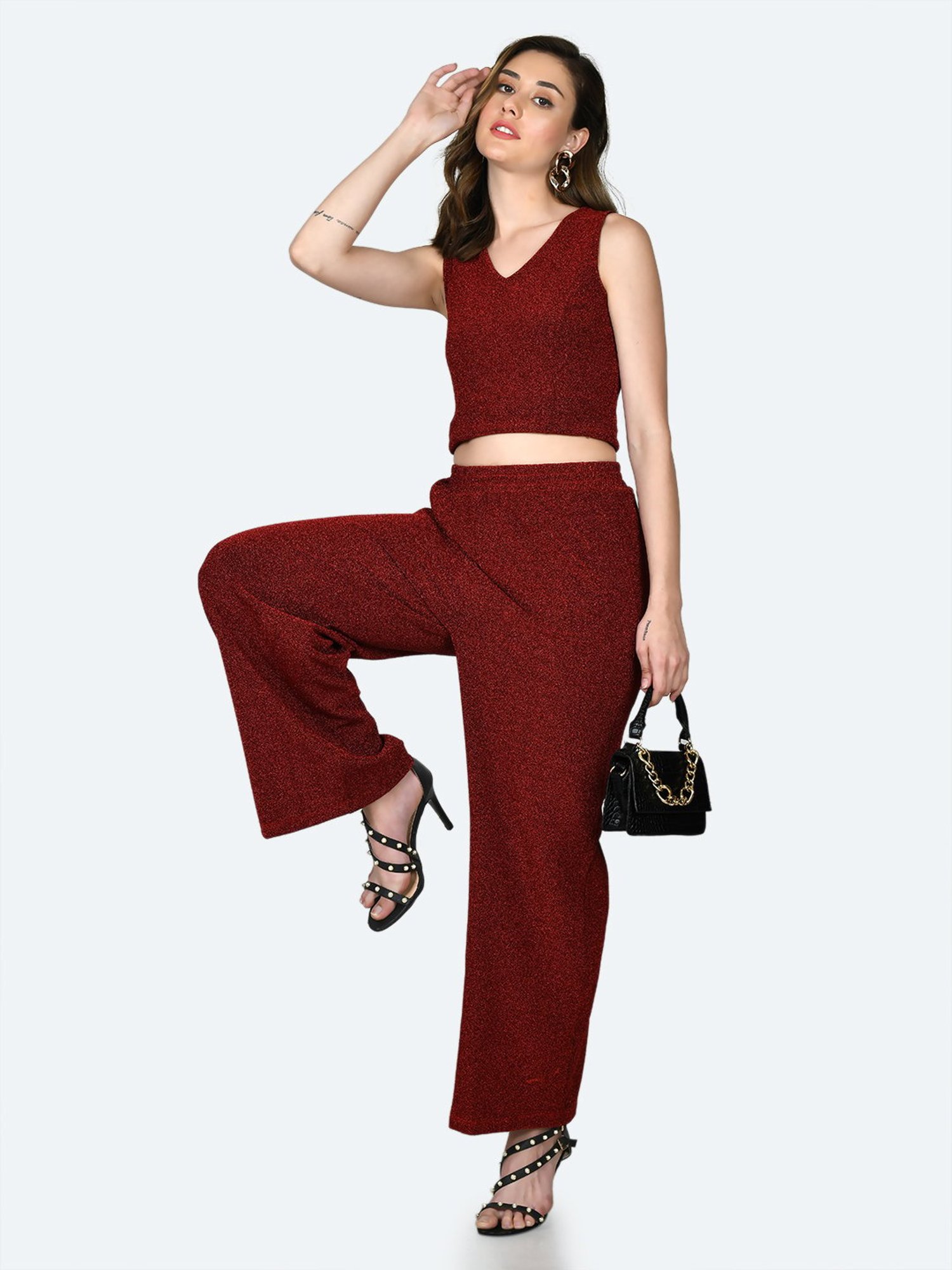 Zink London Maroon Textured Top