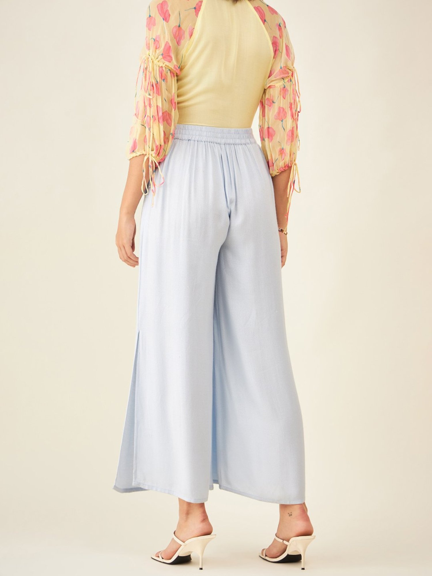 Arras Powder Blue Side Slit Flared Pants