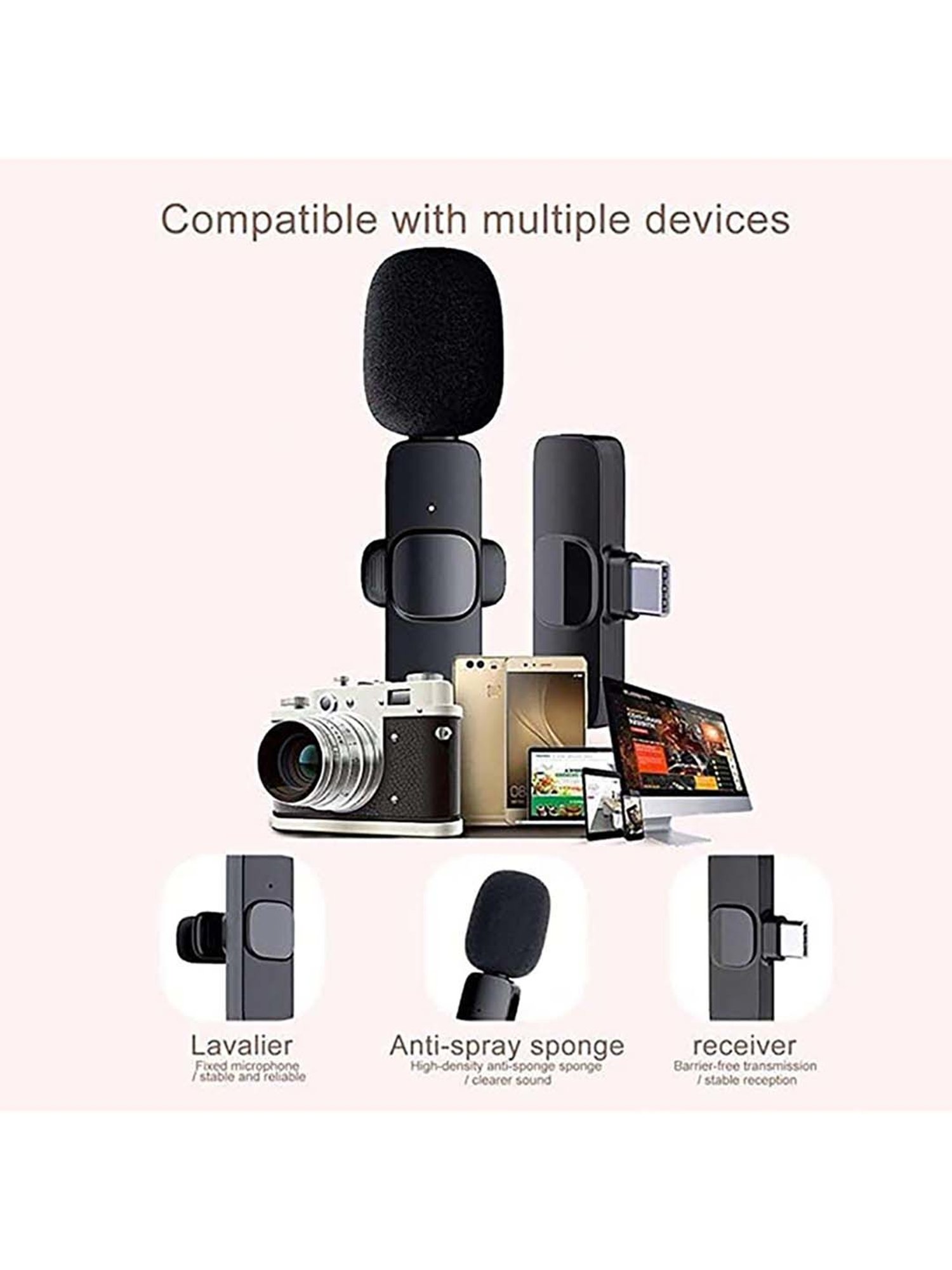 EYNK Type C Supported K8 Wireless Lapel Collar Mic Microphone