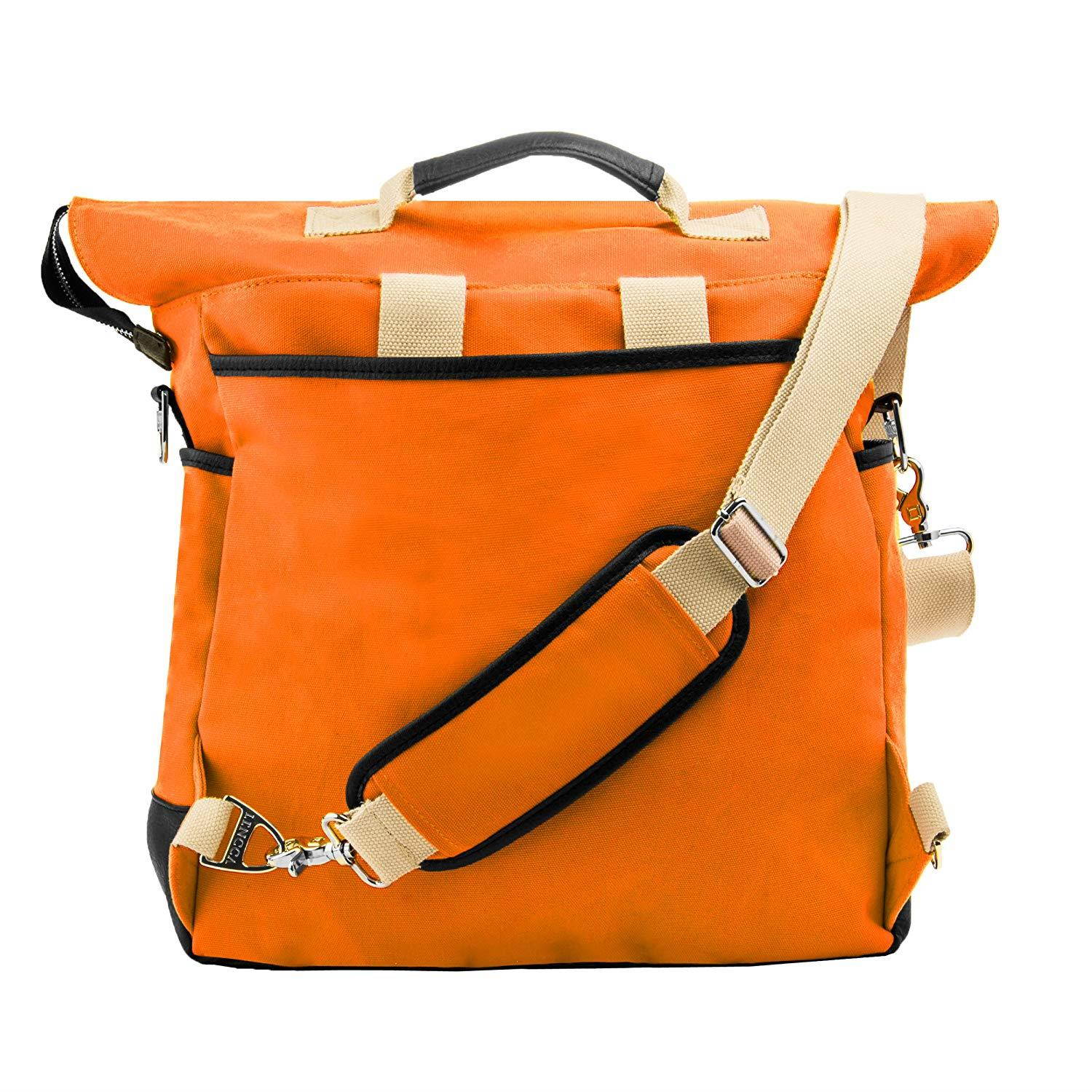 Lencca Universal Hybrid 3 in 1 Carrying Tote Messenger Crossbody Shoulder Bag Backpack for Samsung Galaxy Note/Tab Pro/Tab 4/3/2 10.1" Fit 10-12.2 inch Google Android Tablet (Orange)