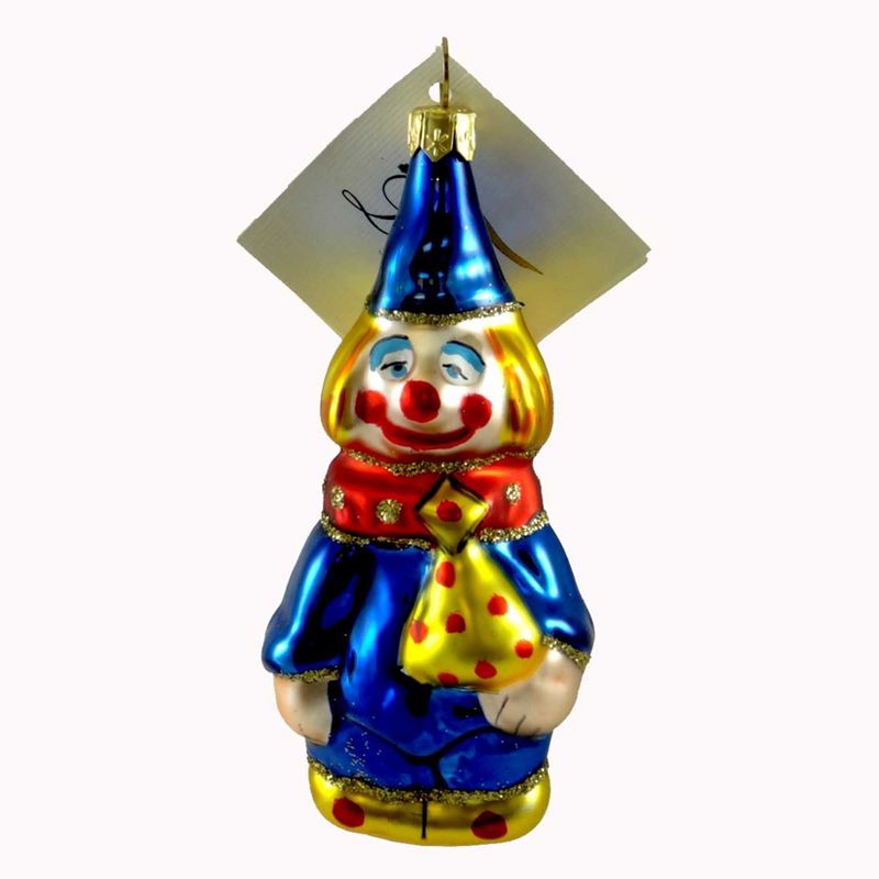 Laved Italian Ornaments Clown Blue Hat Circus Christmas  -  Tree Ornaments