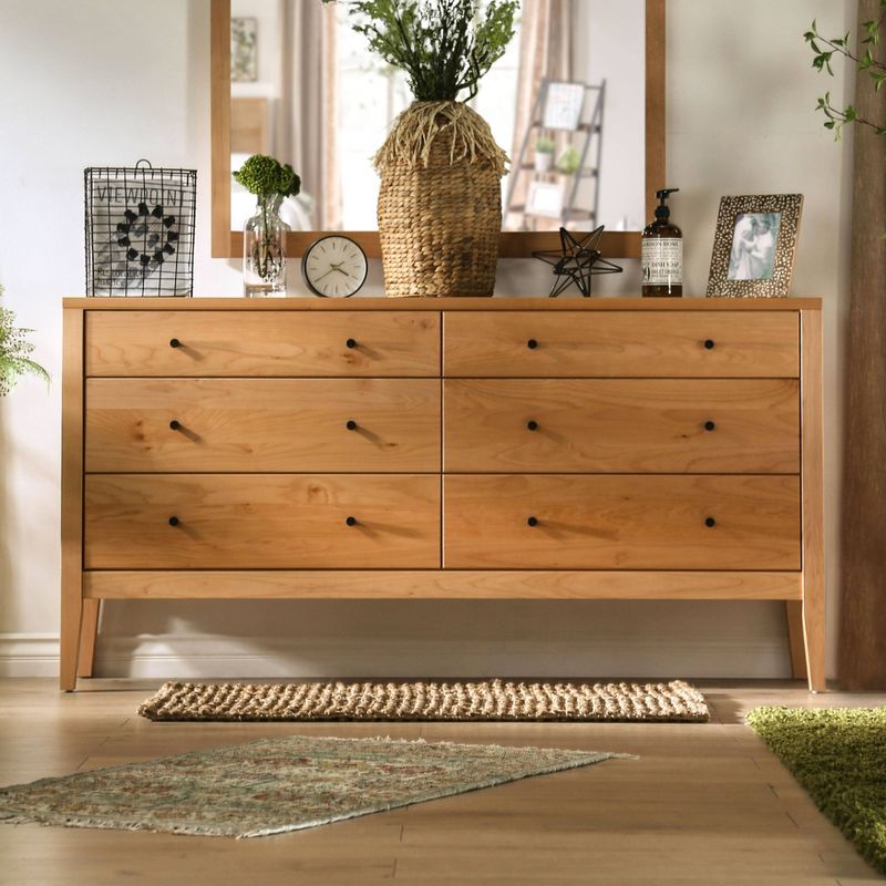 Myandra Solid Maple Wood 6 Drawer Dresser Oak - HOMES: Inside + Out