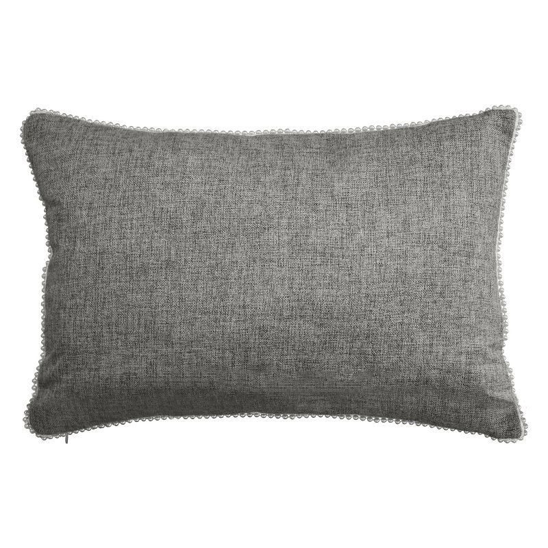 'Mr & Mrs' with Pearl Trim Lumbar Throw Pillow Gray - Edie@Home
