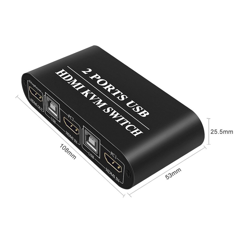 HDMI Switcher 2 in and 1 out HDMI KVM Switch 2 Port USB Mouse and Keyboard Sharer Multifunctional USB Manual Switcher Box Keyboard Mouse Splitter