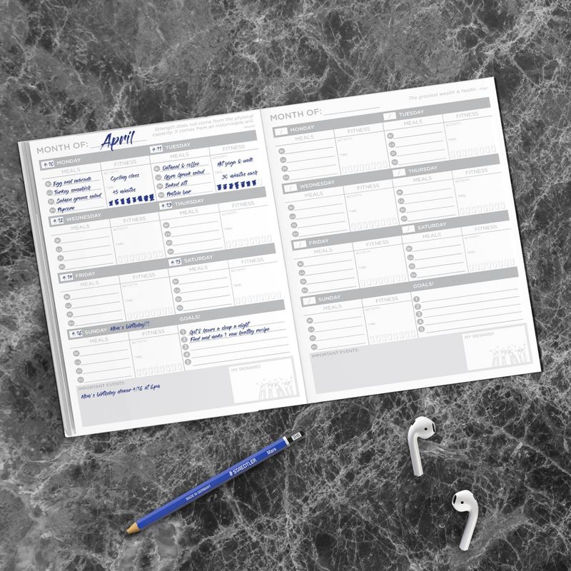 Undated Food + Fitness Tracker 7" x 10.25" - Blue