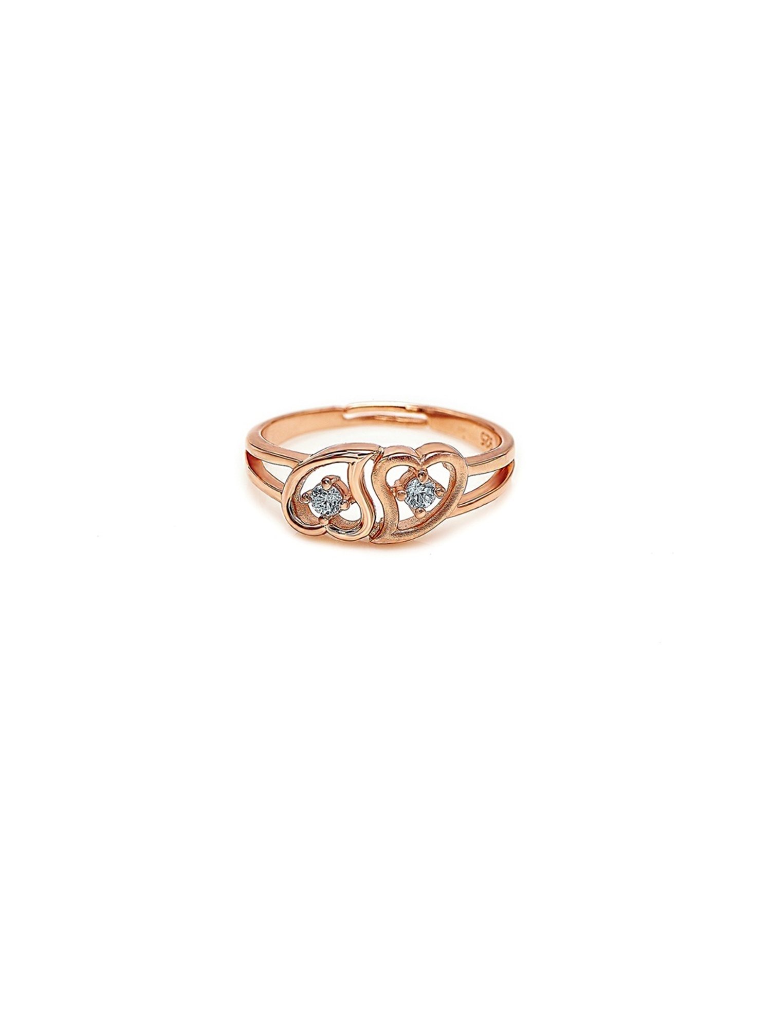 Silberry 92.5 Sterling Silver Rose Gold Soulmate Adjustable Ring