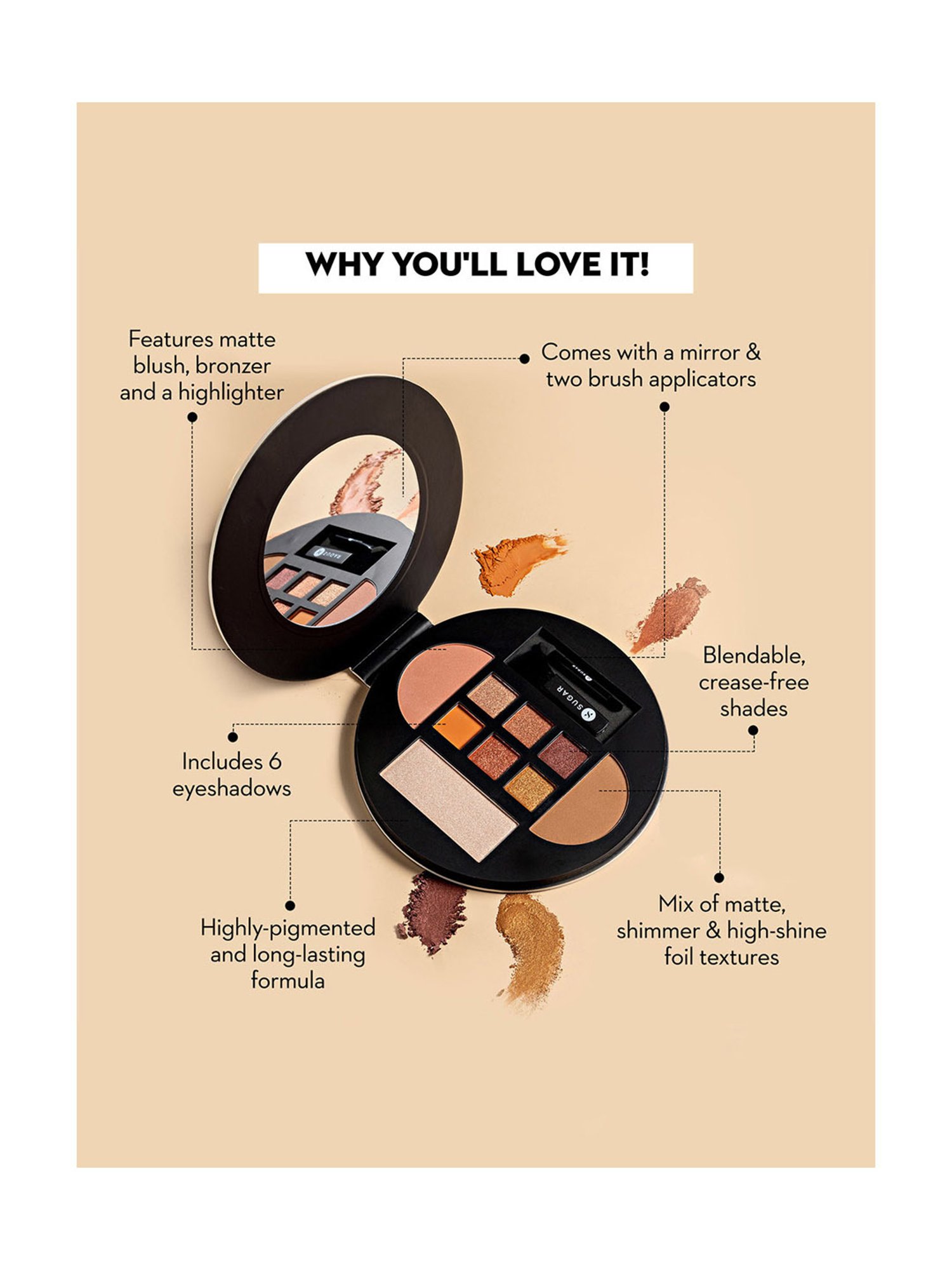 SUGAR Cosmetics Contour De Force Eyes and Face Palette 01 Warm Win - 20.3 gm