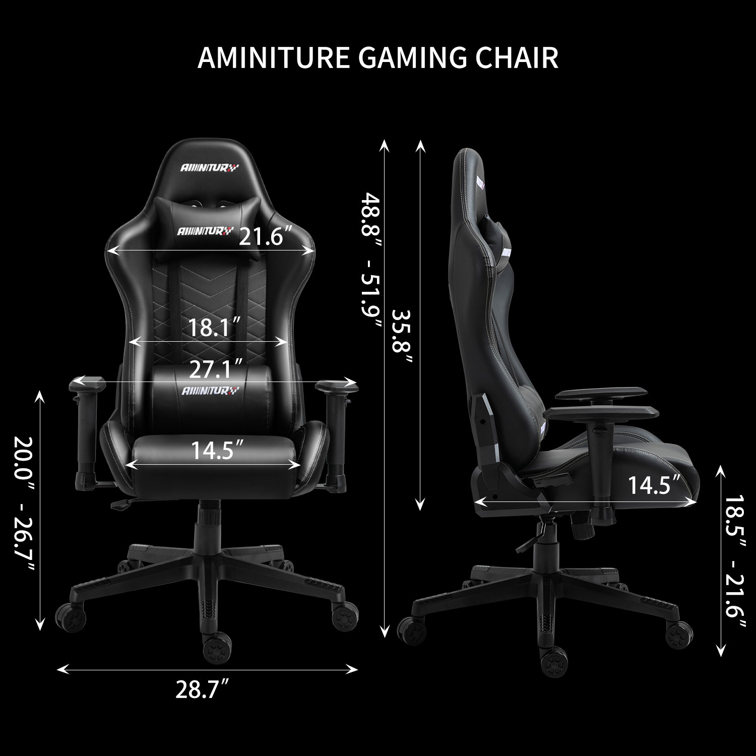 AMINITURE Gaming Chair Ergonomic Office Computer Chairs Racing Reclining Chairs for Adults Gamer High Back Support Adjustable Desk Chair