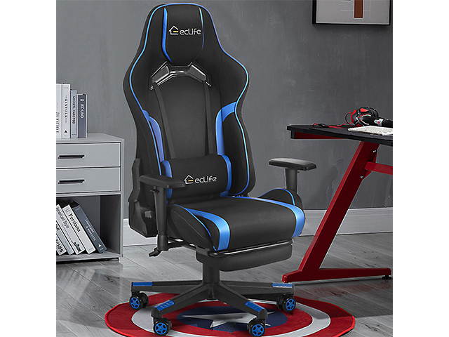Gaming Chair Racing Office Chair High Back Computer Chair Leather Desk Massage Chair Executive Ergonomic Adjustable Swivel Task Chair, E-Sports Chair with Headrest and Lumbar Support,GC29