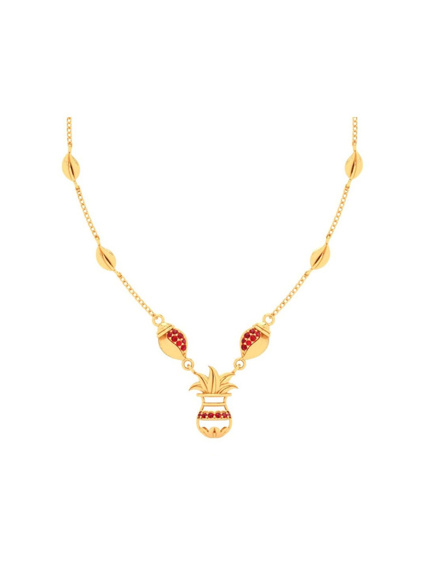 P.C. Chandra Jewellers 14k Yellow Gold Traditional With Red Stone Necklace