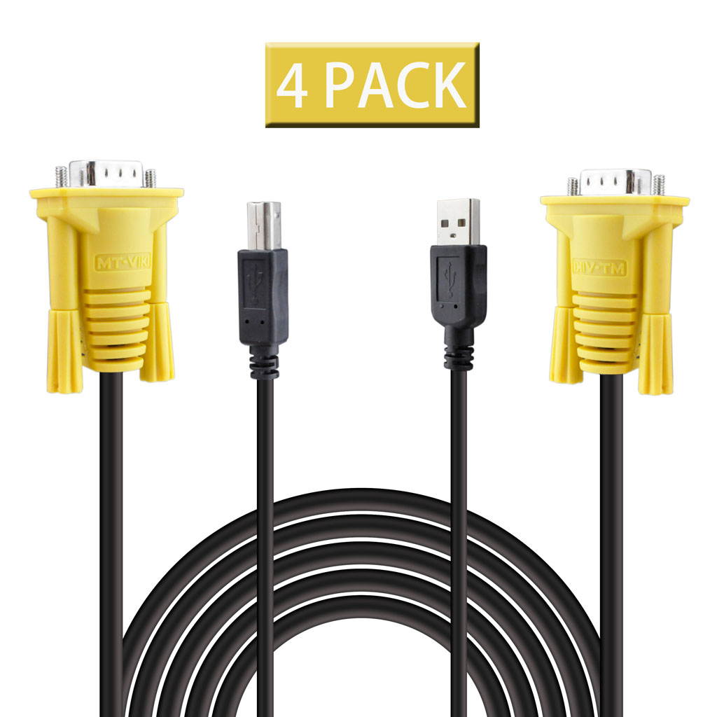 4 Port KVM VGA SVGA KVM Swith Box + Cables for PC sharing monitor Mouse Keyboard