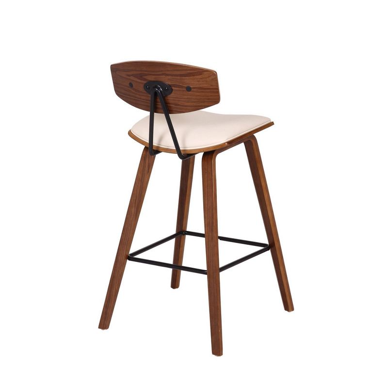 Wooden Barstool with Padded Seat and Open Backrest Blue/Brown - Benzara
