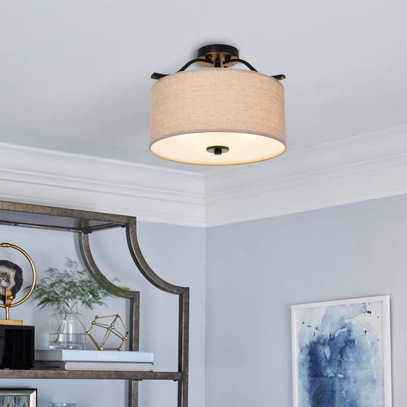 11.5" Three Light Semi-Flush Ceiling Light Bronze - Cresswell Lighting