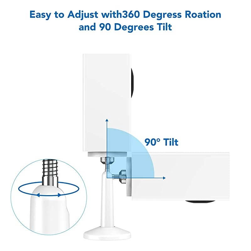 Arlo Camera Mount  Rustproof Water Proof Security Wall Mount for Wyze Cam Pan Oculus Sensor Arlo Pro Arlo Pro 2 HTC Vive Base Station Netatmo and Other 14 Cameras 1 Pack White