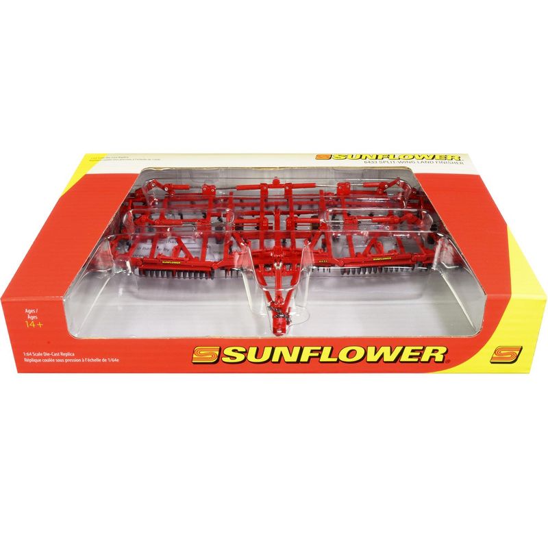 Sunflower 6433 Split-Wing Land Finisher with Folding Wings Red 1/64 Diecast Model by SpecCast